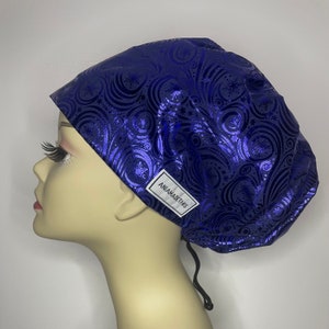 STORMY NIGHT women scrub hat, surgical cap, bouffant inspired, cotton