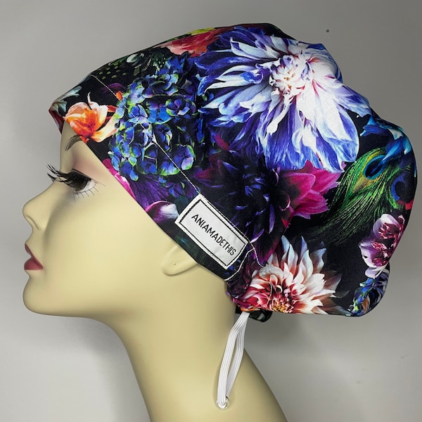 DAHLIA GARDEN women’s scrub hat, surgical cap