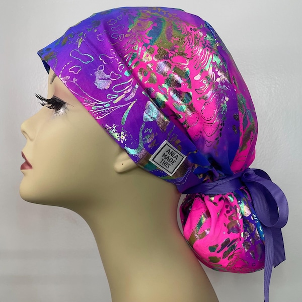 CAMELOT PONYTAIL women scrub hat, spandex.