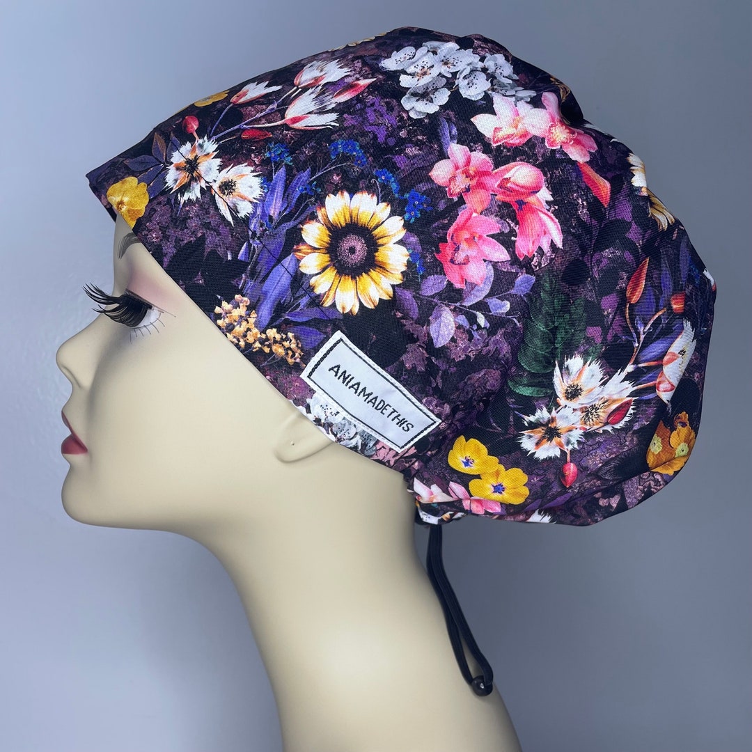 FLORAL FANTASY Women Scrub Hat, Surgical Cap, Bouffant  display picture 2