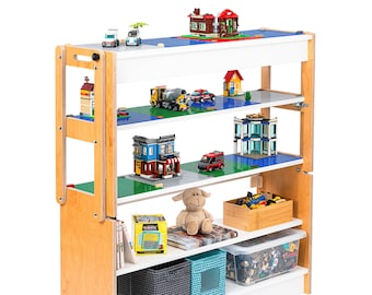 Kids Toy Storage Shelf: Convertible Play Table for LEGO® Builds - Main Image