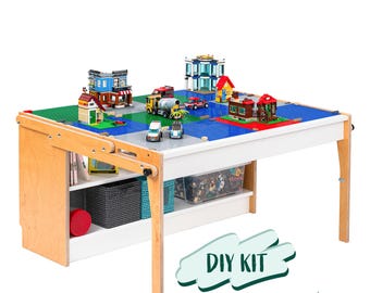 KIDS! Play Table for LEGO® Builds, Converts to Toy Shelf (Ages 4–8), DIY Kit
