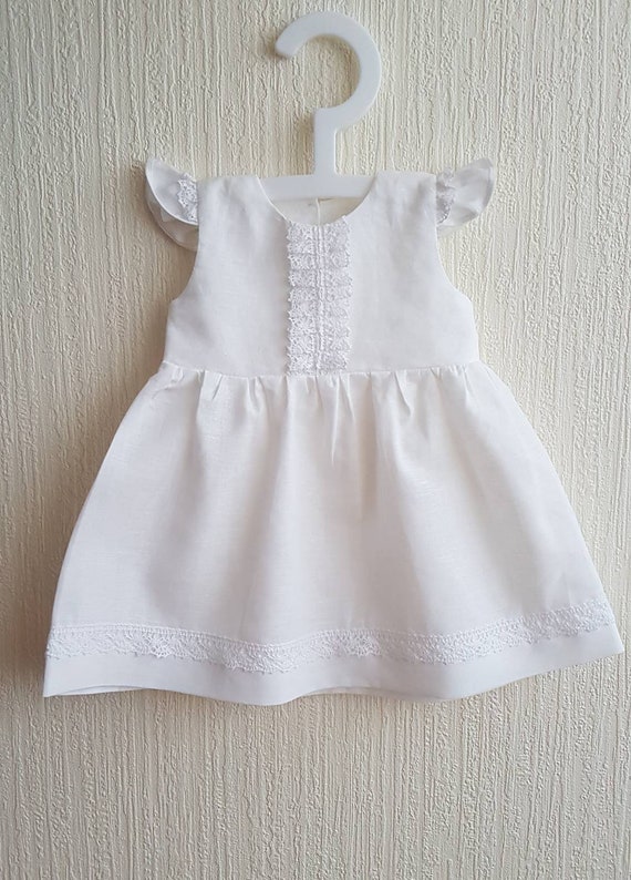 white dedication baby dress