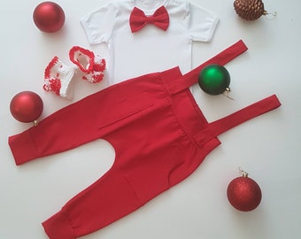Baby Christmas Outfit, Baby boy Red Outfit, Newborn Preemie Christmas clothes, Newborn Christmas outfit, Baby Christmas, First Holiday