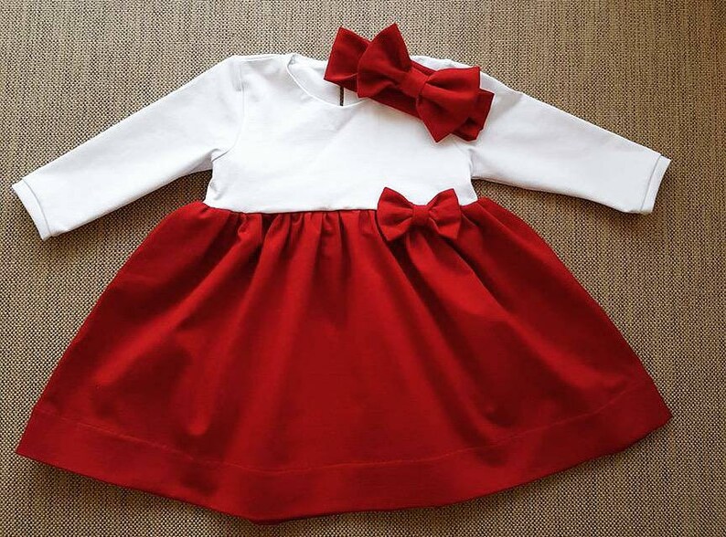 Baby girl christmas My first Christmas Baby girl dress Baby shower dresses Baby headband Newborn Infant Toddler Christmas dress Red dress 