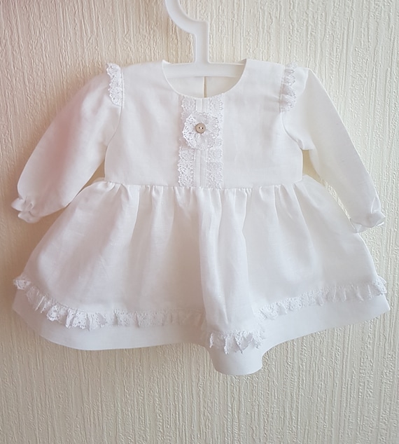 linen baptism dress