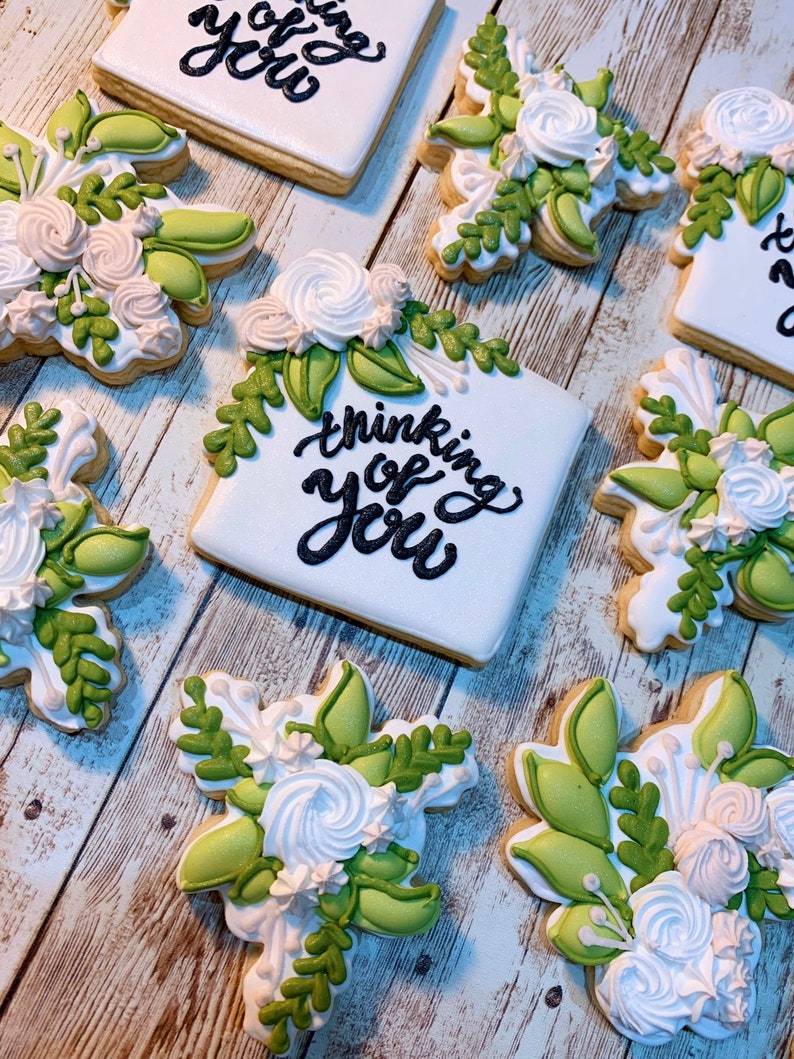 Sympathy Cookies Floral Cookies Thinking of You Royal Icing Etsy