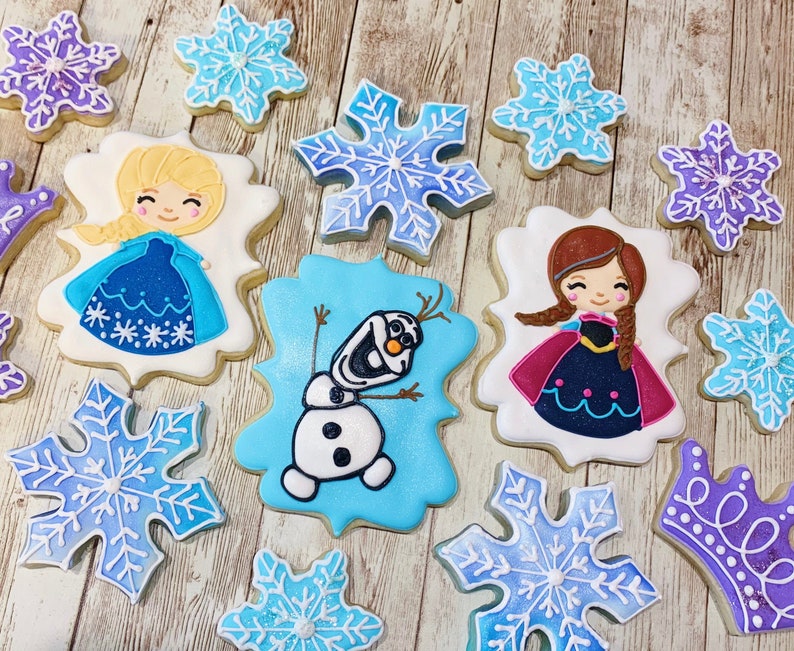 Frozen Cookies Frozen Theme Birthday Royal Icing Decorated Etsy