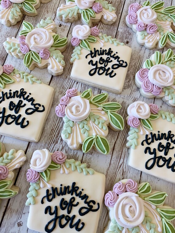 Sympathy Cookies Floral Cookies Thinking of You Royal Icing Etsy