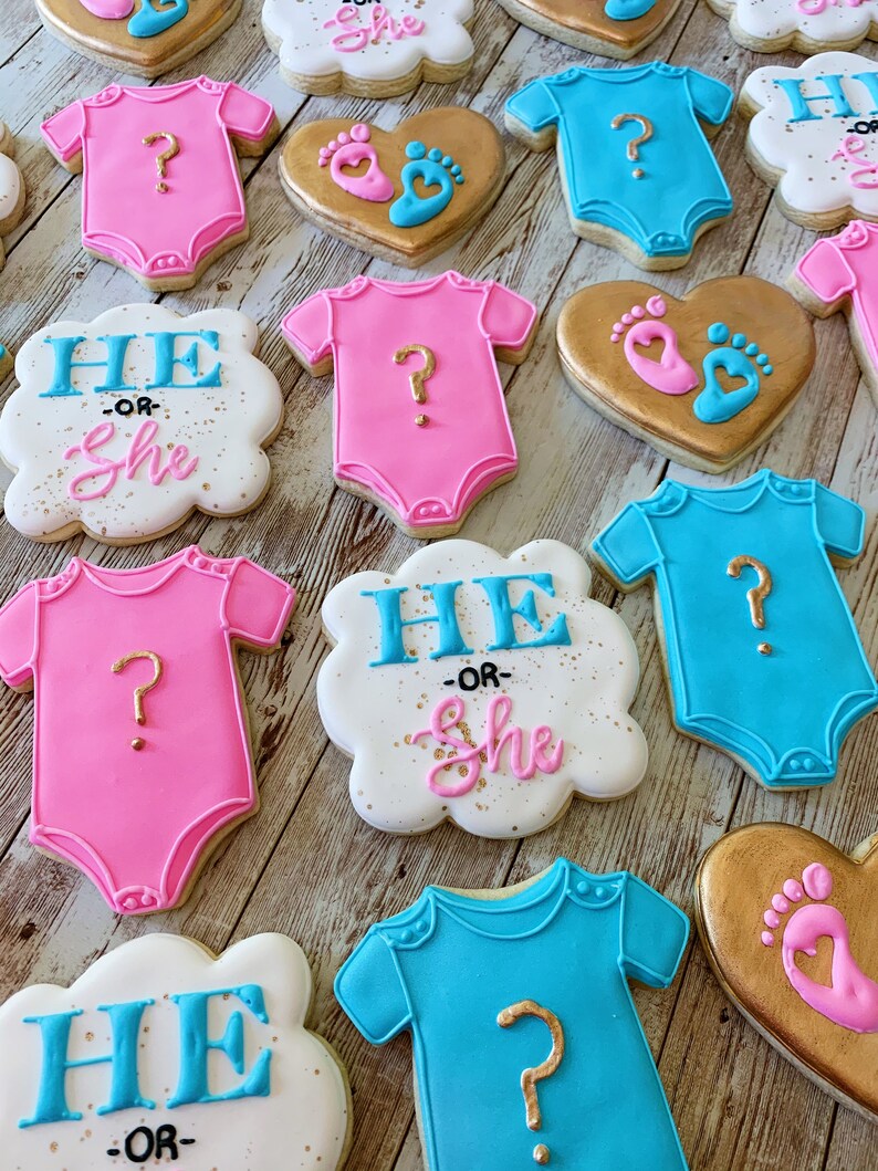 1 Dozen Gender Reveal Cookies Decorated Sugar Cookies Custom | Etsy