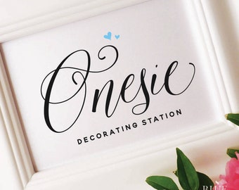 Onesie Decorating Station sign, Baby Shower game, Decorate a onesie, Baby boy, Printable Sign, MIRANDA Collection