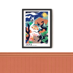 Llama print, Llama, Unique print illustration, unisex decor, hallway art, nursery room, kids bedroom, animal prints, children&#39;s bedroom art,