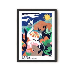 Digital Llama print, downloadable print in A4,A3 and A2