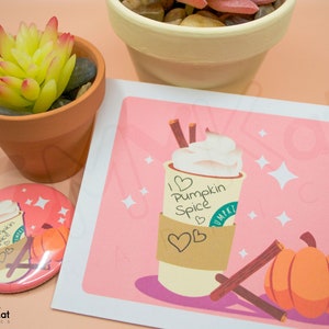 Cute Pumpin Spice card, Fall card, Autumn card, Spooky card, Seasonal card, spooky stationery, for birthday, for fun, for him, for her