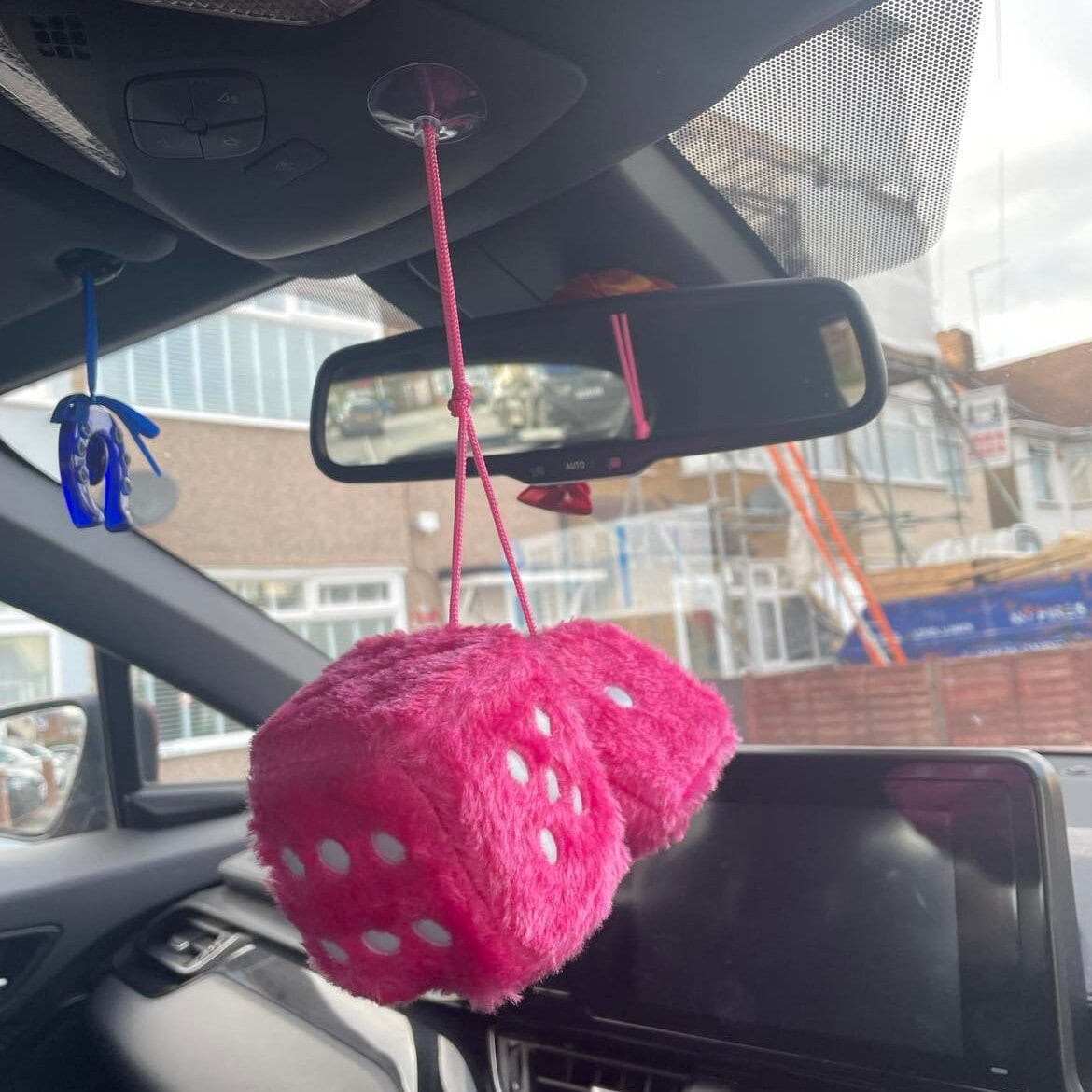 Colorful Plush Dice Craps JDM Rearview Mirror Car Pendant Charms Ornaments  Hanging Suspension Car Styling 