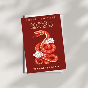 Chinese New Year Card Template|2025 Snake New Year | Chinese Celebration|Editable Chinese New Year Greeting Card,Instant Download