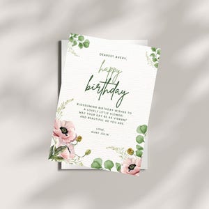 Laub Karte zum Geburtstag | Bearbeitbare Geburtstagsfotokartenvorlage | Canva Digitaler Download | Geburtstagskarte zum Ausdrucken | Sofort Download