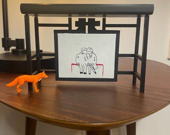 Handcrafted Fleabag Bus Stop with Embroidered Final Scene