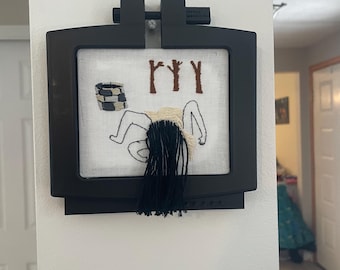 Handmade 3D Samara Embroidery with 3D Printed TV – The Ring-Inspired Art
