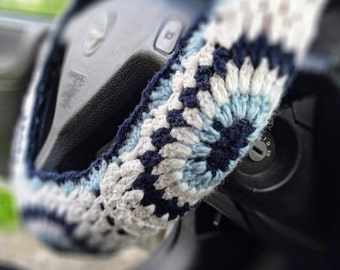 Handgemachte gehäkelte Lenkradabdeckung: Auto-Innenraum-Accessoire (14-15 Zoll)