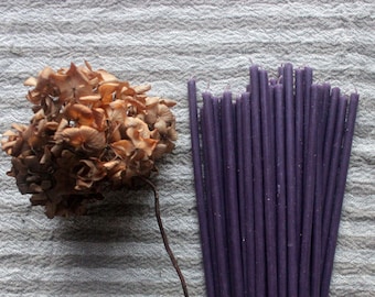 Natural Violet Beeswax Candles/ Slim candles/ Beeswax tapers/ Violet candles