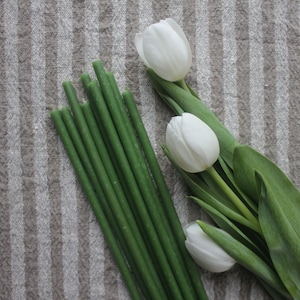 Set of 10 Natural Beeswax Candles in green/ Slim candles/ Beeswax tapers