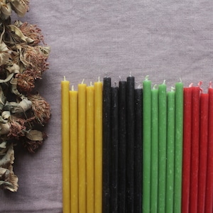 Set of 20 Natural Beeswax Candles in various colors/ Slim candles/ Beeswax tapers