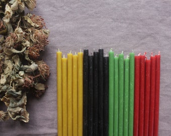 Set of 20 Natural Beeswax Candles in various colors/ Slim candles/ Beeswax tapers