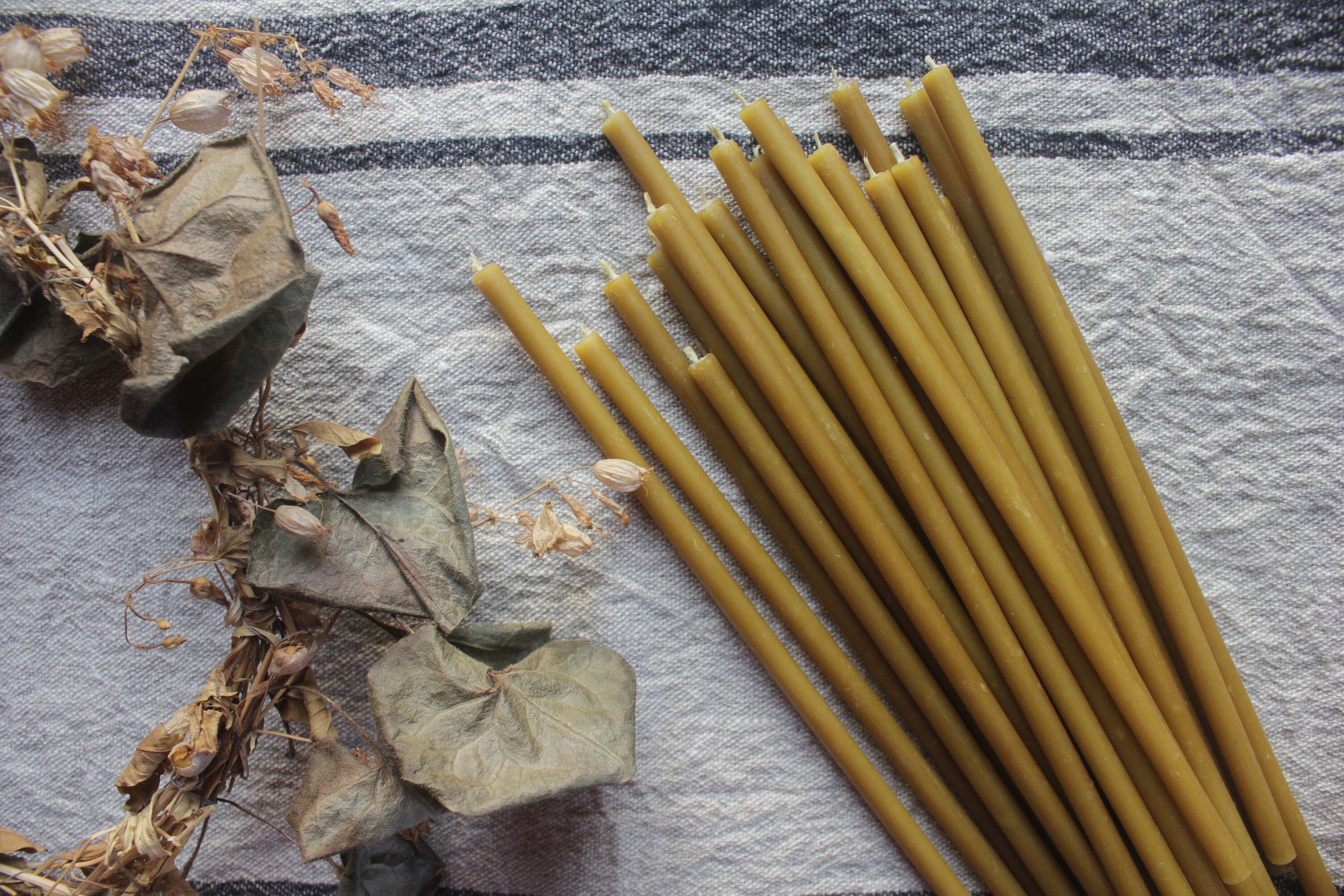 Natural Beeswax Candles/ Slim candles/ Beeswax tapers/