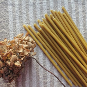 Set of 25 Natural Beeswax Candles/ Slim candles/ Beeswax tapers