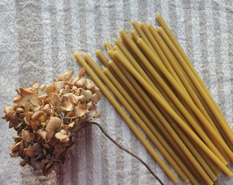 Set of 25 Natural Beeswax Candles/ Slim candles/ Beeswax tapers