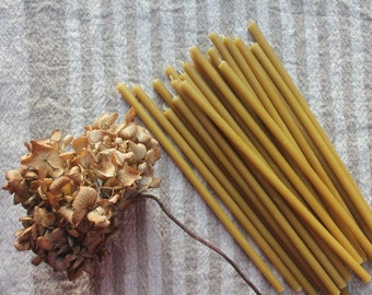 Set of 25 Natural Beeswax Candles/ Slim candles/ Beeswax tapers