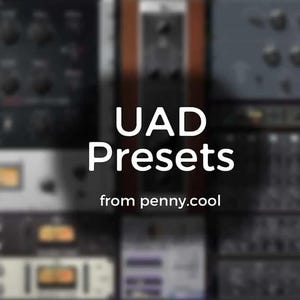 May include: A collage of images of audio mixing boards with the text "UAD Presets from penny.cool" in the centre.
