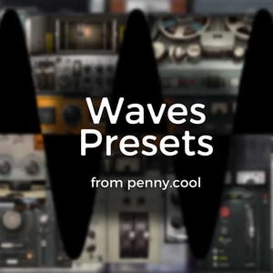 Pode incluir: Uma colagem de equipamentos de áudio vintage com o texto "Waves Presets from penny.cool" sobreposto.