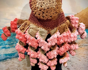 Crochet Twisted Kraken Hat in 'Coral Sands' - Realistic Crochet Octopus Beanie - Ocean Monster Cephalopod Cosplay Headwear - Ready to Ship!