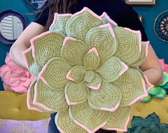 Crochet Succulent Cushion - Indoor Gardening Decor Pillow - Ready to Ship!