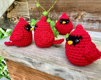 Cardinal FlyFlew - Crochet Cardinal - Palm Sized - Made to Order