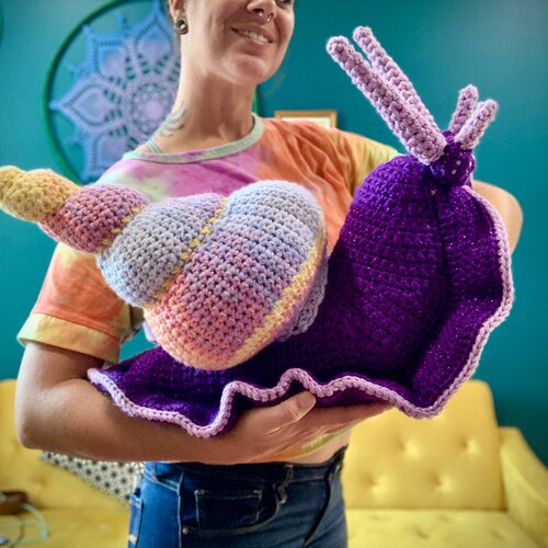 Giant Snail With Round Shell Custom Crochet Snail Stuffie Etsy