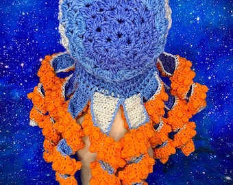 Twisted Kraken Hat in 'Blue Volcano' - Crochet Adult Costume Squid Beanie - Natural Octopus Cap - Ready to Ship!
