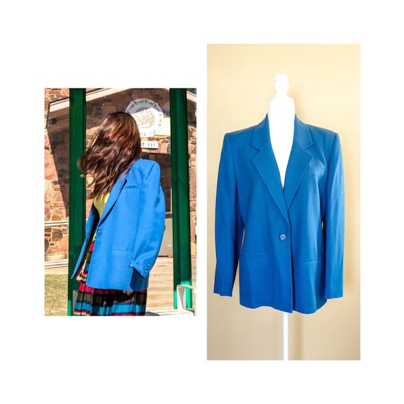 Vintage 70s-80s Teal Blazer by Austin Hill, Vintag