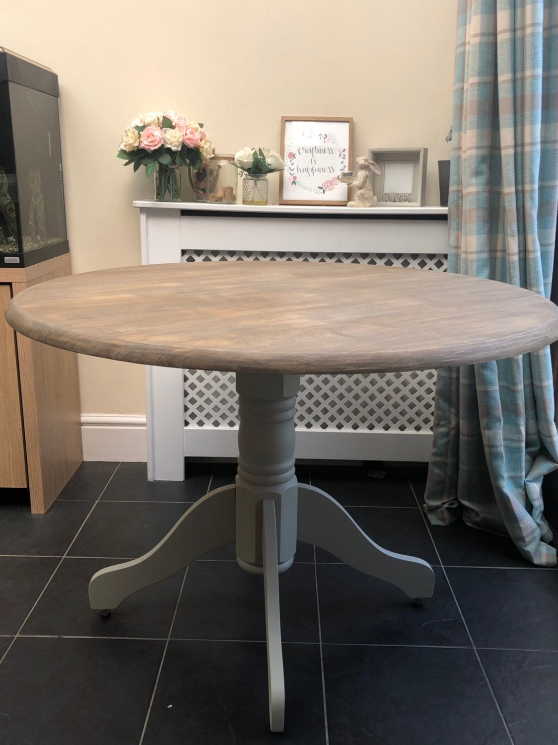 Round farmhouse table and 4 chairs Etsy