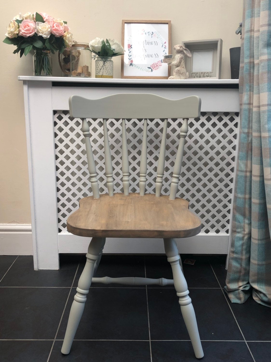 Round farmhouse table and 4 chairs Etsy