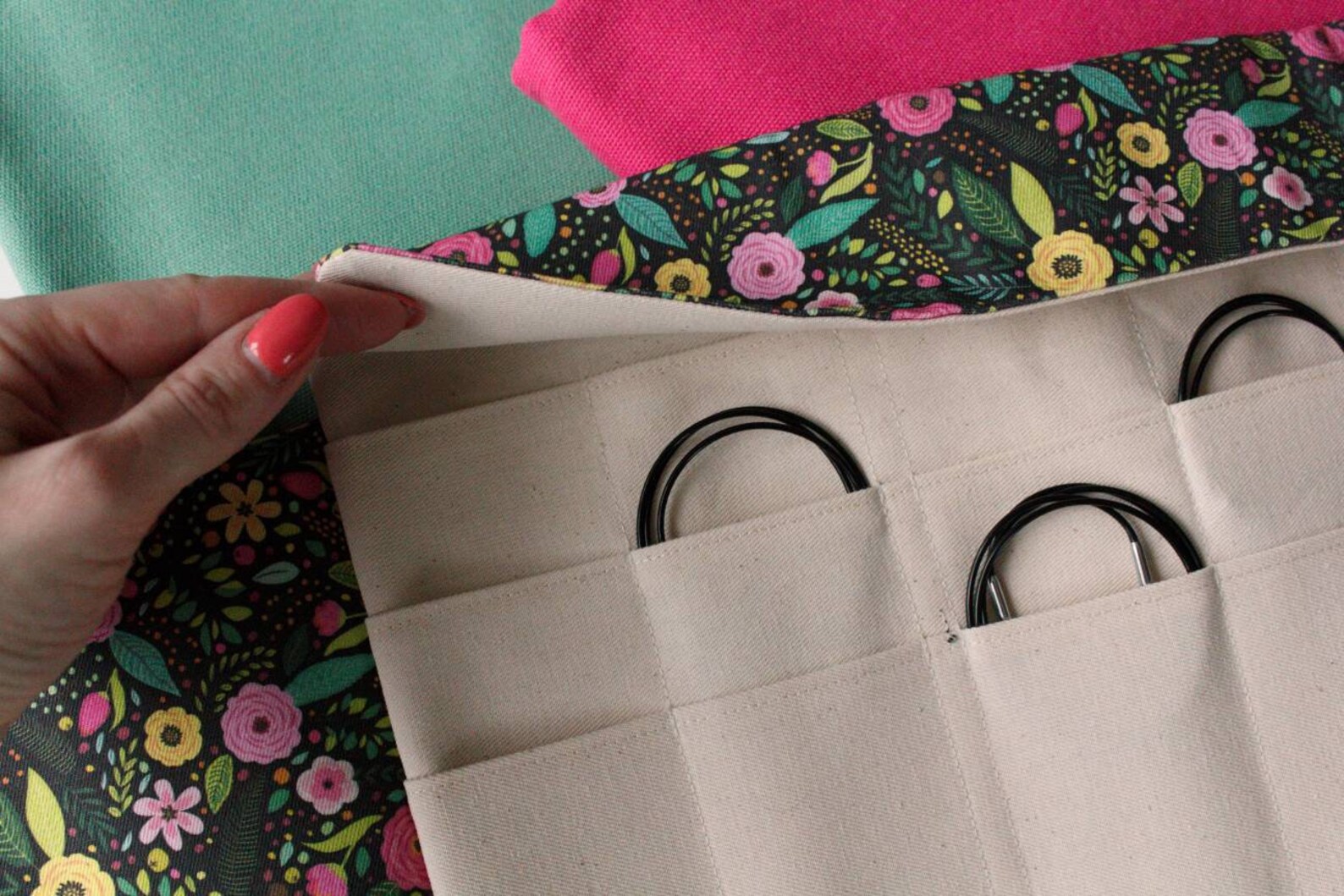 Circular needle holder Knitting needle case Floral roll Etsy