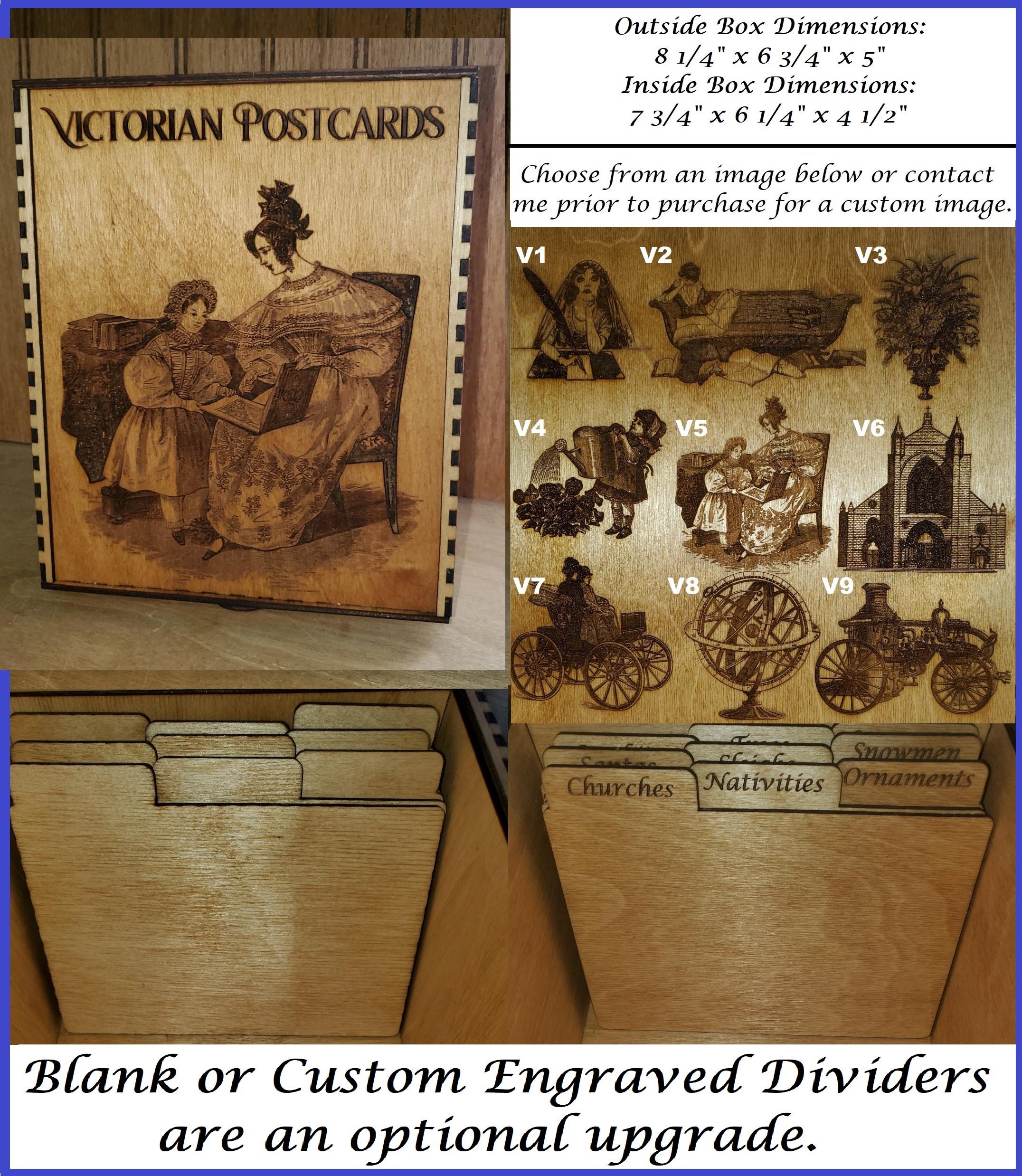 Collectibles Art & Collectibles Custom POSTCARD COLLECTOR'S BOX Laser