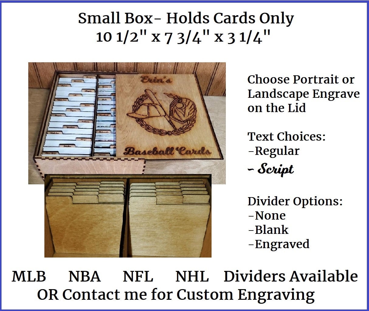 Custom SPORTS TRADING CARD Box 3 Sizes Regular Top Loader Etsy
