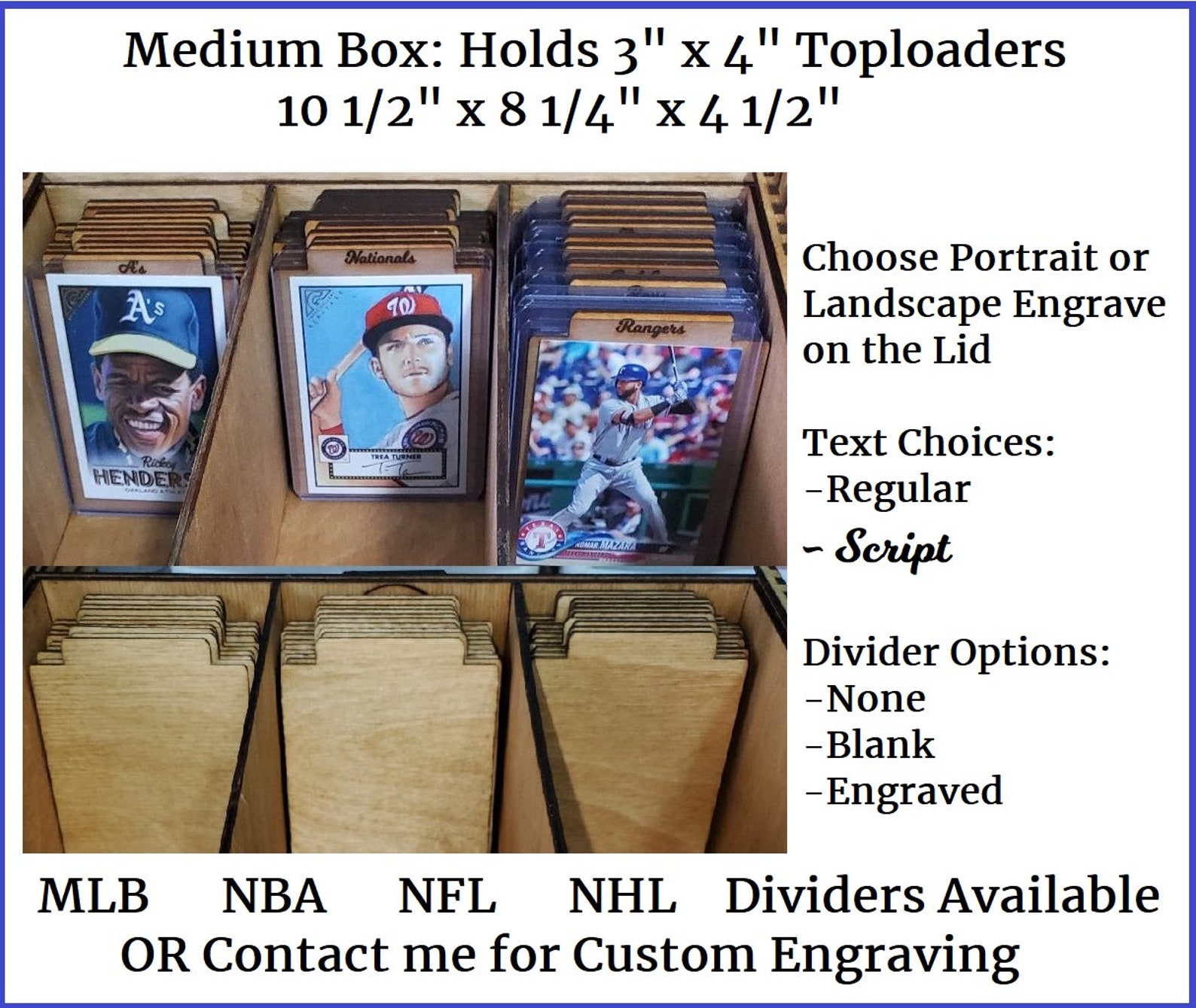 Custom SPORTS TRADING CARD Box 3 Sizes Regular Top Loader Etsy