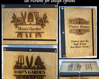 Personalized Wood and Leather Seed Packet A5 Binder Mother's Day Father's Day Custom Gift Gift for Gardener Garden Gift for Grandma Grandpa