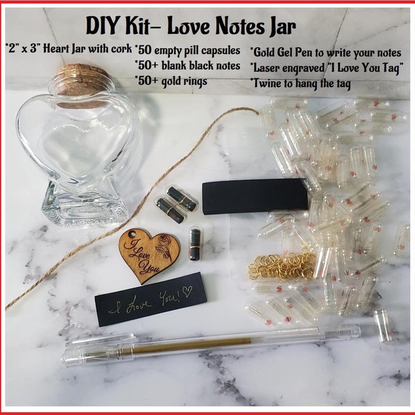 DIY Mini Love Notes Heart Jar Message in a Glass Bottle,Pill Capsules Unique Valentine's Day Gift Husband Wife Sentimental Present