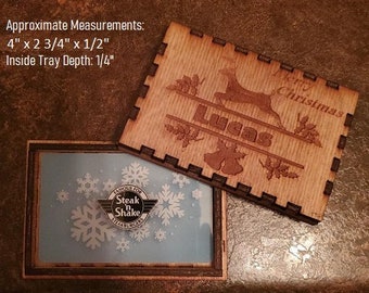 PERSONALIZED Laser Engraved Wood Gift Card Holder Box Christmas Birthdays Occasions