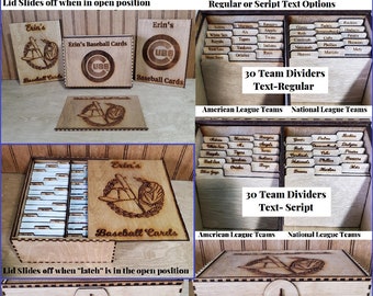 Baseball Trading Card Box Holds 900+ (With Dividers) 1200+ (No Dividers) Card Game Box Sports Hobby Custom Wood Burning